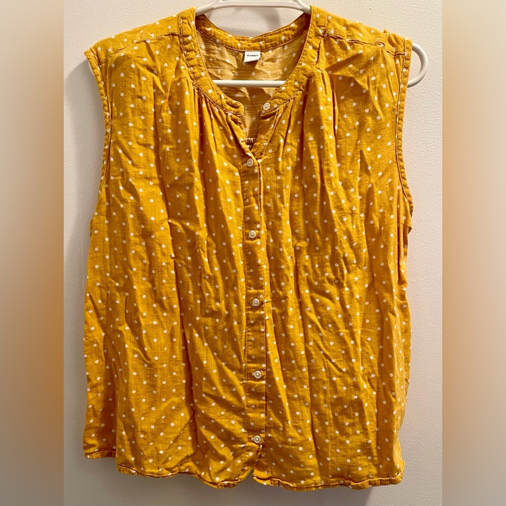 Golden Yellow and white poka dotted top